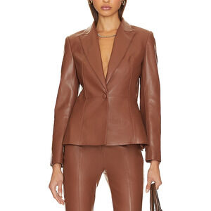 Bcbgmaxazria Brown Leather Blazer Size 4